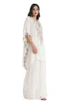 Buy_Payal Singhal_Ivory Crepe Embroidered Floral Notched Kaftan And Palazzo Set _Online_at_Aza_Fashions