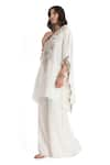 Shop_Payal Singhal_Ivory Crepe Embroidered Floral Notched Kaftan And Palazzo Set _Online_at_Aza_Fashions