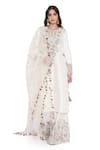 Buy_Payal Singhal_Ivory Dupion Silk Embroidered Floral Notched Kurta Palazzo Set _Online_at_Aza_Fashions