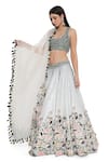 Buy_Payal Singhal_Ivory Dupion Silk Embroidered Floral Scoop Thread And Bead Lehenga Set _Online_at_Aza_Fashions