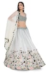 Shop_Payal Singhal_Ivory Dupion Silk Embroidered Floral Scoop Thread And Bead Lehenga Set _Online_at_Aza_Fashions