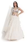 Shop Payal Singhal Ivory Organza, Georgette Embroidery Sweetheart Neck Floral Ruffled Lehenga Set Online at Aza Fashions Shop_Payal Singhal_Ivory Organza, Georgette Embroidery Sweetheart Neck Floral Ruffled Lehenga Set _Online_at_Aza_Fashions