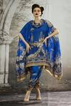 Buy_Rajdeep Ranawat_Blue Tunic Silk Block Printed Floral Cowl Lavanya Draped And Dhoti Pant Set _at_Aza_Fashions