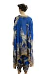 Shop_Rajdeep Ranawat_Blue Tunic Silk Block Printed Floral Cowl Lavanya Draped And Dhoti Pant Set _Online_at_Aza_Fashions