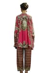 Buy_Rajdeep Ranawat_Fuchsia Tunic Silk Printed Bloom Band Collar Nilofer And Pant Set 