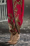 Shop_Rajdeep Ranawat_Fuchsia Poncho Top Silk Block Printed Floral Sonth And Dhoti Pant Set 