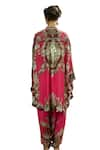 Shop_Rajdeep Ranawat_Fuchsia Kurta Silk Printed Floral Band Collar Mabel Shirt And Dhoti Pant Set _Online_at_Aza_Fashions