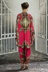 Rajdeep Ranawat_Fuchsia Kurta Silk Printed Floral Band Collar Mabel Shirt And Dhoti Pant Set _at_Aza_Fashions