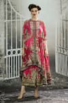 Buy_Rajdeep Ranawat_Fuchsia Cape Silk Printed Floral Round Caprice And Draped Skirt Set _at_Aza_Fashions