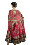 Buy_Rajdeep Ranawat_Fuchsia Cape Silk Printed Floral Round Caprice And Draped Skirt Set 