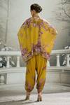 Shop_Rajdeep Ranawat_Yellow Silk, Modal, Satin Chanel Botanical Print Tunic And Dhoti Pant Set _at_Aza_Fashions
