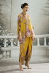 Shop_Rajdeep Ranawat_Yellow Silk, Modal, Satin Chanel Botanical Print Tunic And Dhoti Pant Set _Online_at_Aza_Fashions