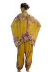 Rajdeep Ranawat_Yellow Silk, Modal, Satin Chanel Botanical Print Tunic And Dhoti Pant Set _at_Aza_Fashions