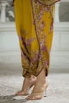 Rajdeep Ranawat_Yellow Silk, Modal, Satin Chanel Botanical Print Tunic And Dhoti Pant Set _Online