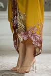 Shop_Rajdeep Ranawat_Yellow Kaftan Silk Printed Botanical Plunge V Parma Draped Dress And Skirt Set 