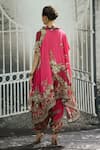 Shop_Rajdeep Ranawat_Fuchsia Tunic Silk Block Printed Floral Cowl Lavanya Draped And Dhoti Pant Set _at_Aza_Fashions