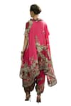 Rajdeep Ranawat_Fuchsia Tunic Silk Block Printed Floral Cowl Lavanya Draped And Dhoti Pant Set _at_Aza_Fashions