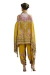 Buy_Rajdeep Ranawat_Yellow Cape Silk Printed Floral Stripe Plunge V Neck Chloe And Dhoti Pant Set 