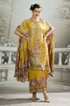 Buy_Rajdeep Ranawat_Yellow Cape Silk Printed Garden Round Caprice And Draped Skirt Set _Online_at_Aza_Fashions