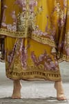 Rajdeep Ranawat_Yellow Cape Silk Printed Garden Round Caprice And Draped Skirt Set _at_Aza_Fashions