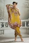 Buy_Rajdeep Ranawat_Yellow Kurta Silk Printed Floral Vine Band Mabel Shirt And Dhoti Pant Set 