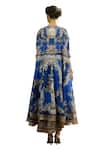 Buy_Rajdeep Ranawat_Blue Cape Silk Printed Garden Round Surilee And Draped Skirt Set 