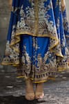 Rajdeep Ranawat_Blue Cape Silk Printed Garden Round Surilee And Draped Skirt Set _Online