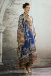 Rajdeep Ranawat_Blue Kaftan Silk Printed Botanical Collar Sharifa Shirt And Palazzo Set _at_Aza_Fashions