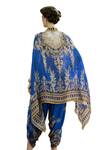 Rajdeep Ranawat_Blue Cape Silk Printed Bloom Plunge V Neck Chloe And Dhoti Pant Set _at_Aza_Fashions