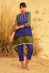 Buy_The Home Affair_Blue Pure Crushed  Lining Tie Dye Bandhani Boho Kurta Pant Set _at_Aza_Fashions