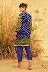 Shop_The Home Affair_Blue Pure Crushed  Lining Tie Dye Bandhani Boho Kurta Pant Set _at_Aza_Fashions