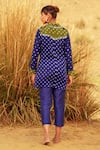 Shop_The Home Affair_Blue Pure Crushed  Lining Tie Dye Bandhani Collar Kurta Pant Set _at_Aza_Fashions