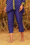 Buy_The Home Affair_Blue Pure Crushed  Lining Tie Dye Bandhani Collar Kurta Pant Set _Online_at_Aza_Fashions