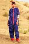 Buy_The Home Affair_Orange Pure Crushed Cotton Lining Mirror Cuff Embroidered Kurta Pant Set _at_Aza_Fashions