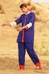 The Home Affair_Orange Pure Crushed Cotton Lining Mirror Cuff Embroidered Kurta Pant Set _at_Aza_Fashions