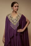 Buy_Keith Gomes_Purple Tunic And Palazzo Silk Embellished Sequin V-neck Asymmetric Set _Online_at_Aza_Fashions