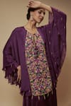 Buy_Keith Gomes_Purple Chiffon Crepe Embellished Bead Round Layered Tunic With Palazzo _Online_at_Aza_Fashions