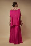 Shop_Keith Gomes_Pink Tunic And Palazzo Silk Embellished Sequin Round Yoke Set _at_Aza_Fashions