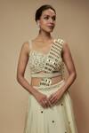 Keith Gomes_Ivory Blouse Georgette Embellished Sequin Pearl Layered Lehenga Saree Set _Online_at_Aza_Fashions