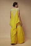 Shop_Keith Gomes_Yellow Tunic And Garara Silk Chiffon Embellished Sequin Yoke Asymmetric Set _at_Aza_Fashions