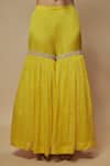 Buy_Keith Gomes_Yellow Tunic And Garara Silk Chiffon Embellished Sequin Yoke Asymmetric Set _Online_at_Aza_Fashions