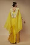 Shop_Keith Gomes_Yellow  Organza Embellished Sequin And Floral Pearl Palazzo Set _at_Aza_Fashions