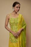 Buy_Keith Gomes_Green Silk Organza Embellished Sequin Sweetheart Tunic Palazzo Set _Online_at_Aza_Fashions