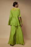 Shop_Keith Gomes_Green Tunic And Palazzo Silk Embellished Sequin Round Floral Peplum Set _at_Aza_Fashions