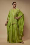 Buy_Keith Gomes_Green Silk Embellished Sequin Round Asymmetric Tunic With Palazzo _at_Aza_Fashions