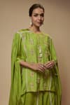 Buy_Keith Gomes_Green Silk Embellished Sequin Round Asymmetric Tunic With Palazzo _Online_at_Aza_Fashions