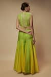 Shop_Keith Gomes_Green Silk Organza Embellished Zardozi Embroidered Cut-out Tunic Palazzo Set _at_Aza_Fashions