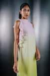 Buy_SHRIYA SOM_Pink Crepe Round Ombre Shift Dress _Online_at_Aza_Fashions