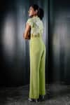 Shop_SHRIYA SOM_Green Tulle Cutwork Floral And Applique Jumpsuit _at_Aza_Fashions