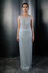 Buy_SHRIYA SOM_Grey Tulle Boat Beaded Line Midi Dress _at_Aza_Fashions